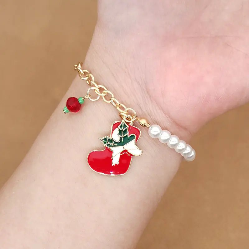 Elk Snowflake Christmas Bell Bracelet - Merlani