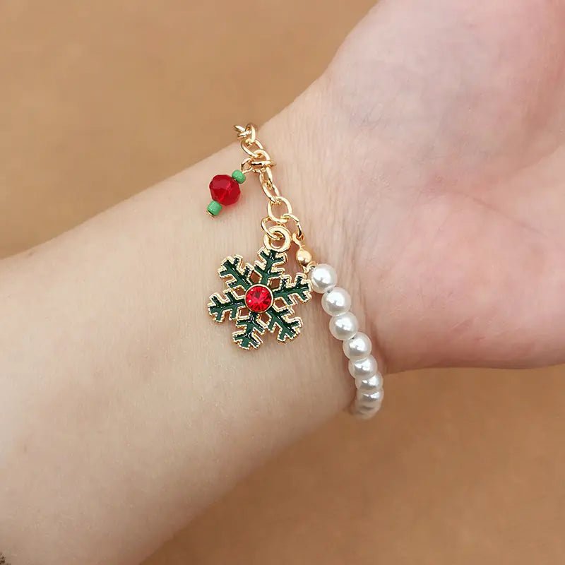 Elk Snowflake Christmas Bell Bracelet - Merlani