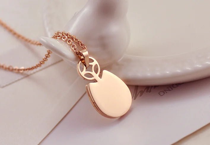 Totoro Necklace, Wealth Necklace, Rose Gold Titanium Steel - Merlani