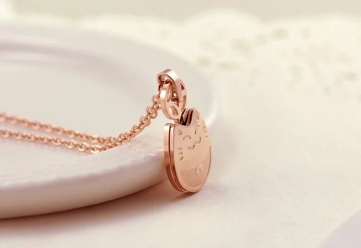 Totoro Necklace, Wealth Necklace, Rose Gold Titanium Steel - Merlani