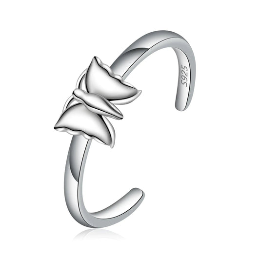CHIC & ARTSY 925 Sterling Silver Butterfly Toe Ring – Adjustable Cuff for Women - Merlani