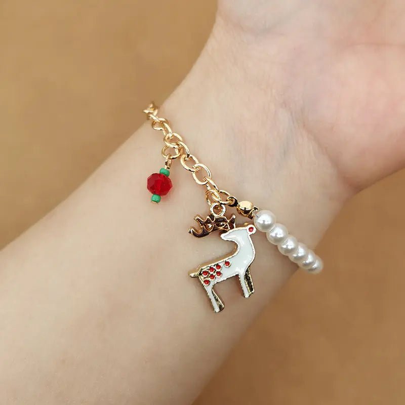 Elk Snowflake Christmas Bell Bracelet - Merlani