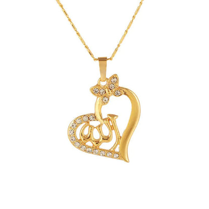 Islamic Allah Pendant Heart Necklace for Women Jewelry - Merlani
