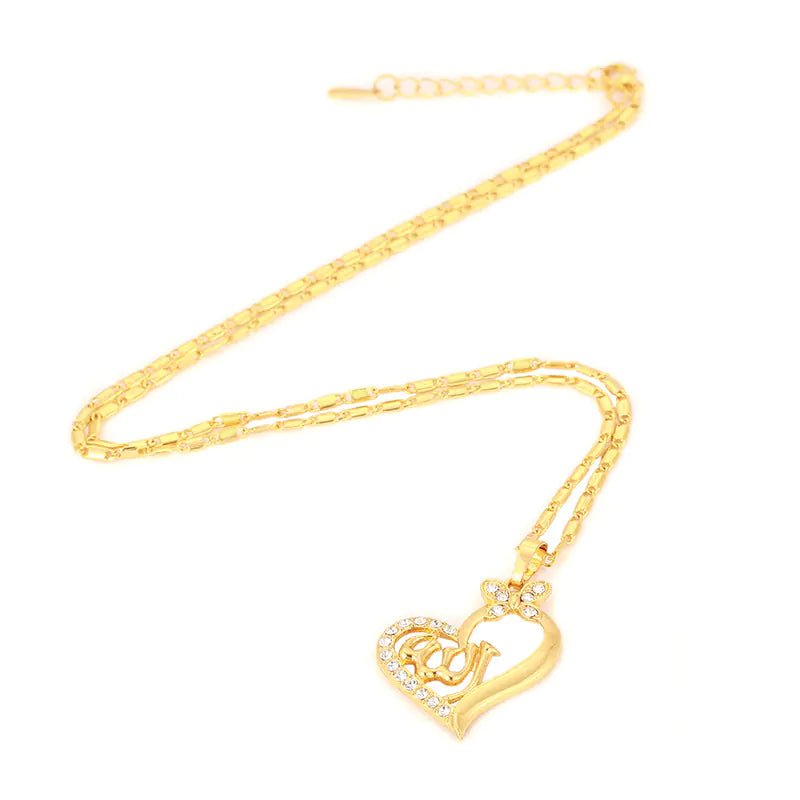 Islamic Allah Pendant Heart Necklace for Women Jewelry - Merlani
