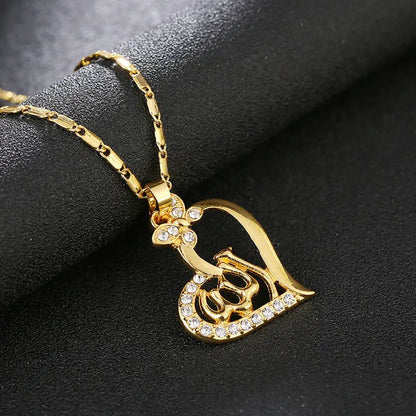 Islamic Allah Pendant Heart Necklace for Women Jewelry - Merlani