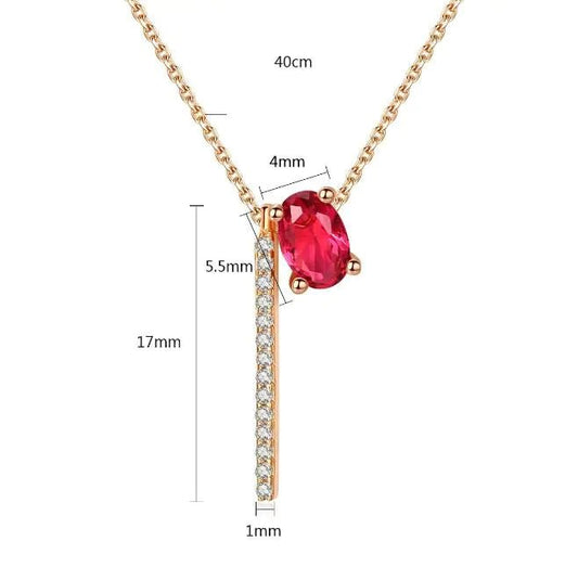 Red Diamond Necklace, Moonstone Necklace, Copper Inlay - Merlani