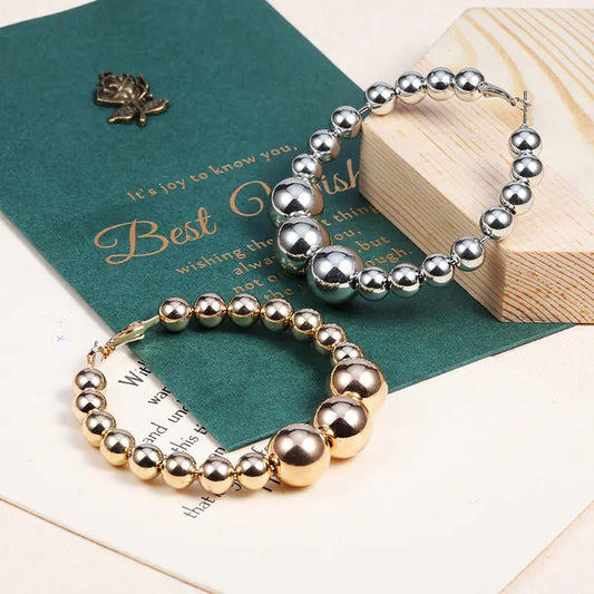 Stylish Minimalist Earrings with CCB Beads and Alloy Hoops - Merlani
